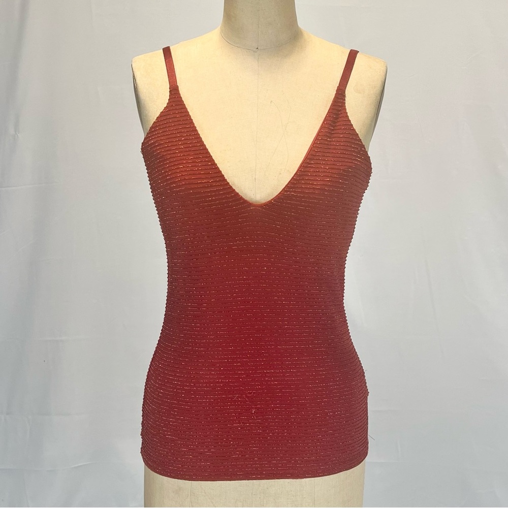 Express One Eleven metallic sparkly tank top scoop v neck stretchy basic staple - Picture 6 of 10